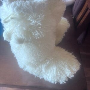 Express Cream Fuzzy Accent ladies boots